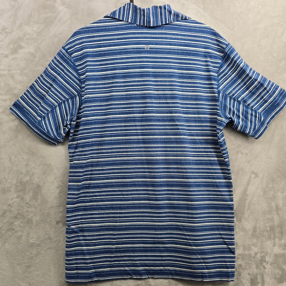 Lululemon Size Medium Golf Polo Shirt Blue White Stripe Performance Short Sleeve - Picture 4 of 6